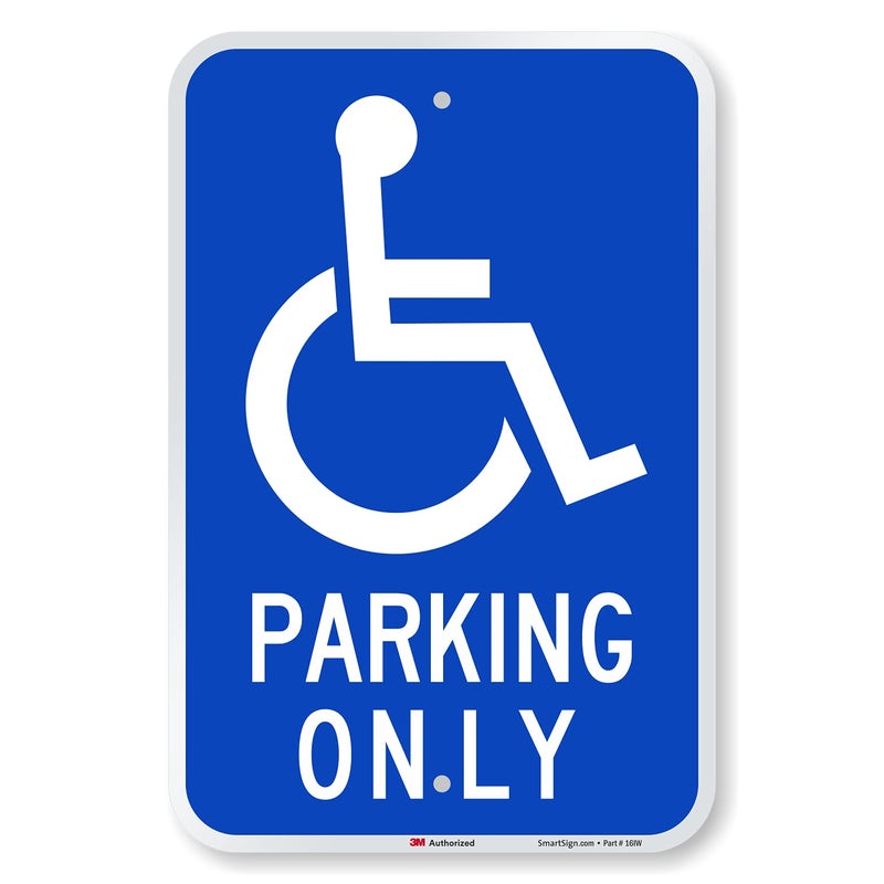 SmartSign "Handicap Parking Only" Sign | 12" x 18" 3M Engineer Grade Reflective Aluminum - Image 1